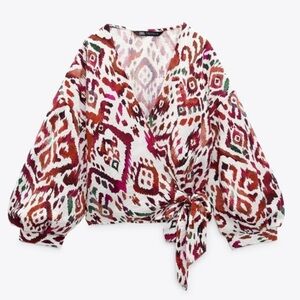 Zara | Printed Long Sleeve Blouse